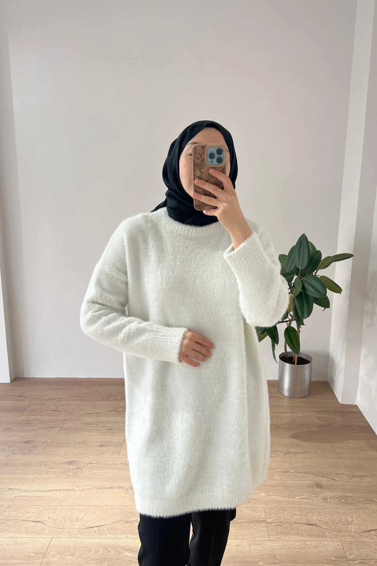 Angora Triko Tunik - Ekru