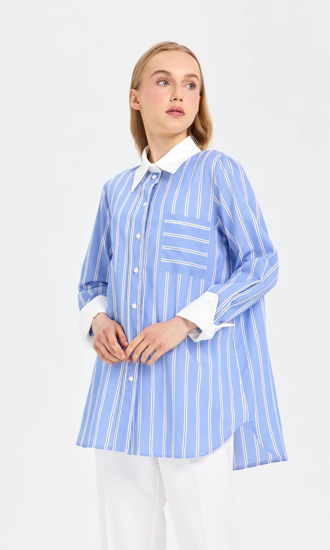 Merlin Garnili Gömlek Mavi