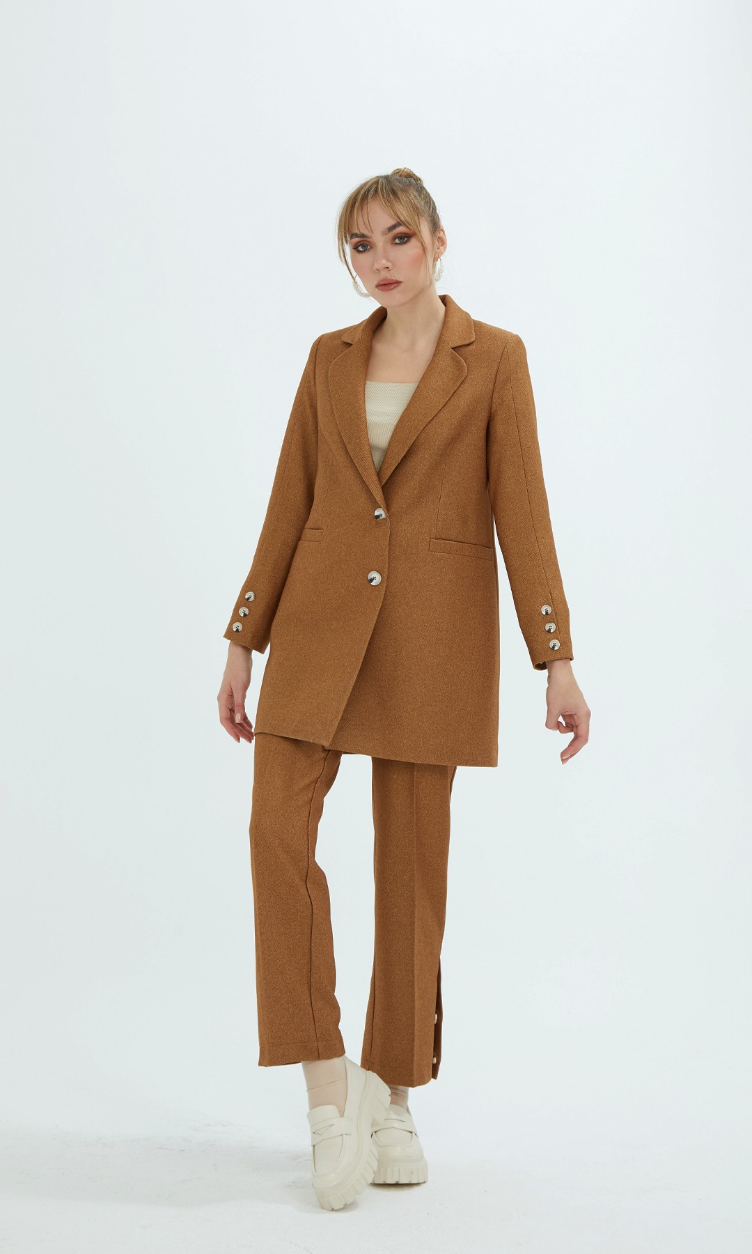 Look Ceketli Takım Camel
