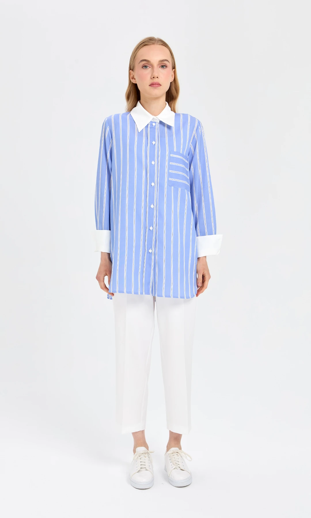 Merlin Garnili Gömlek Mavi