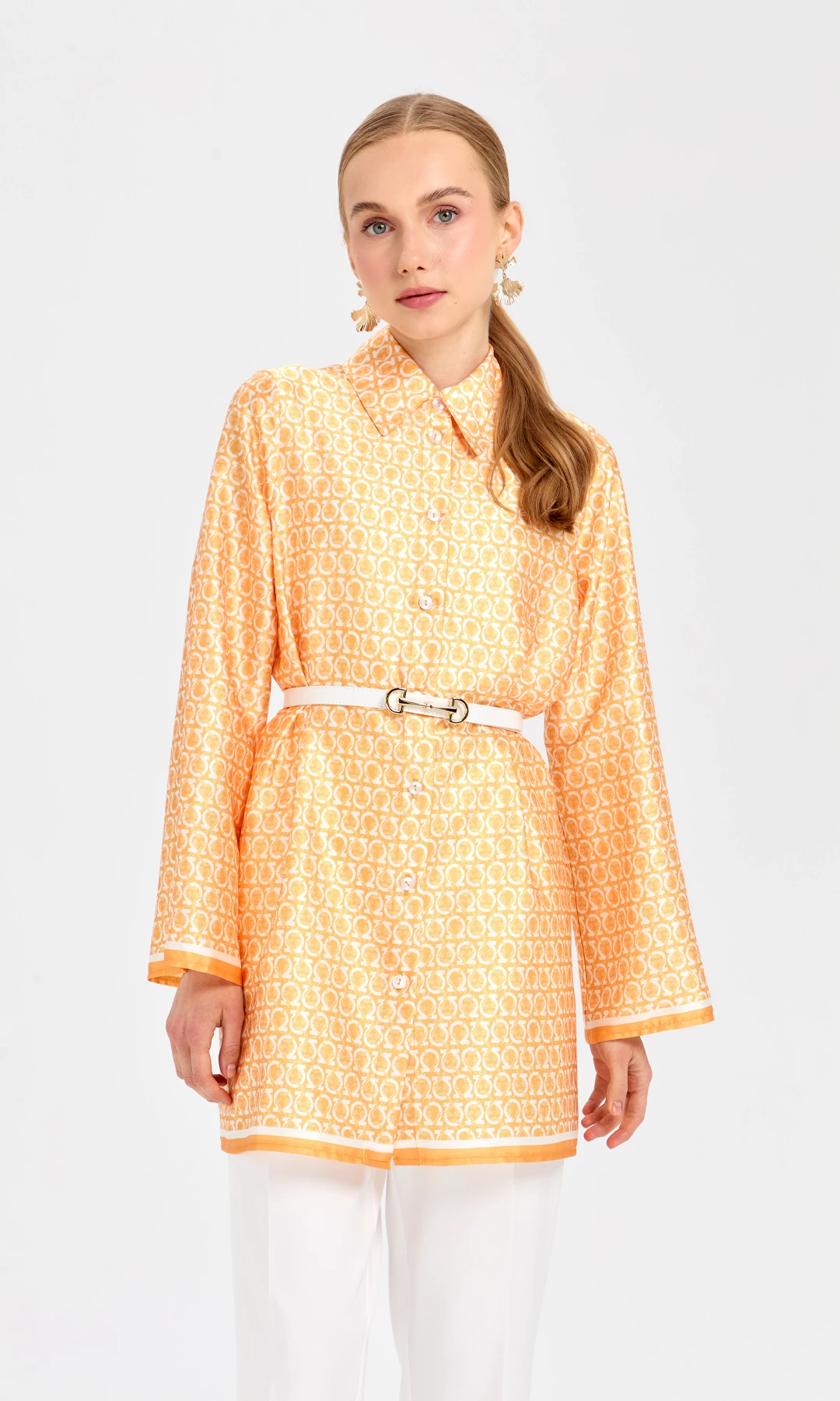 Roma Saten Gömlek Oranj