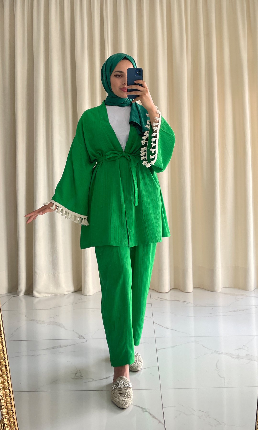 Summer Kimono Takım Yeşil