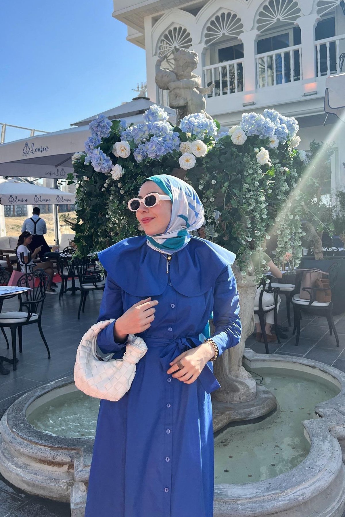 Papatya Yaka Vual Elbise Blue