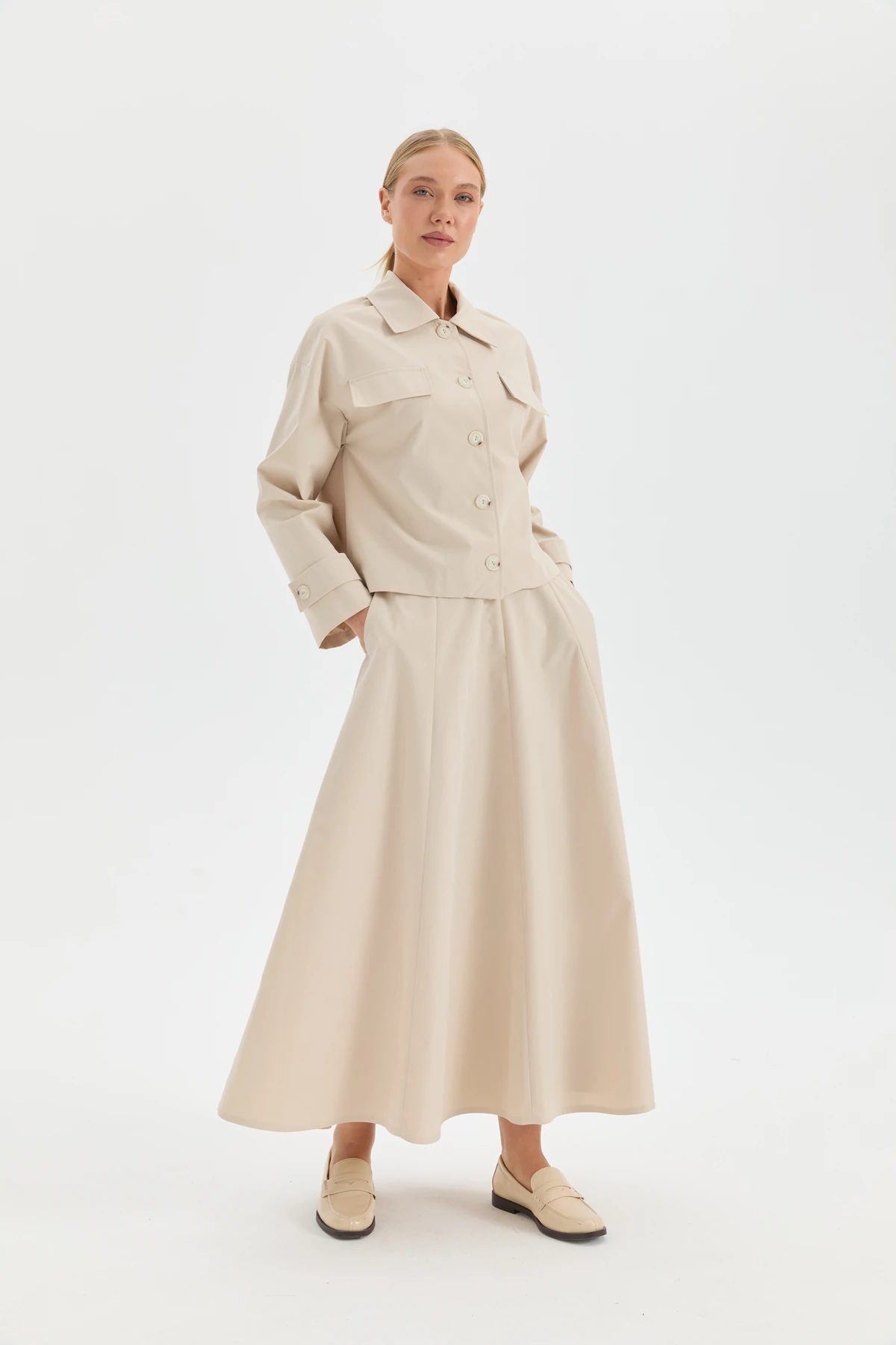 Cep Detaylı Godeli Etek