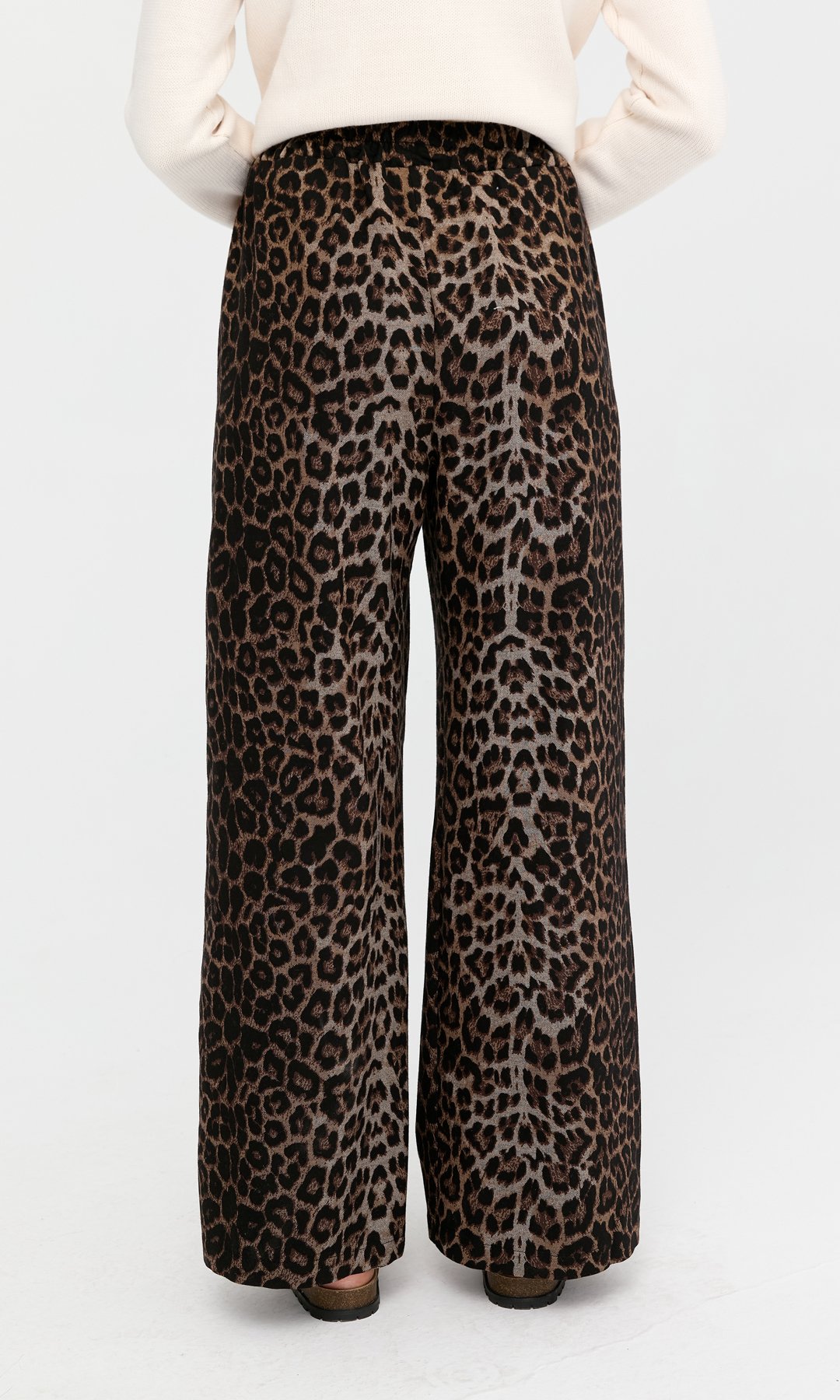 Leopar Desen Dokuma Pantolon