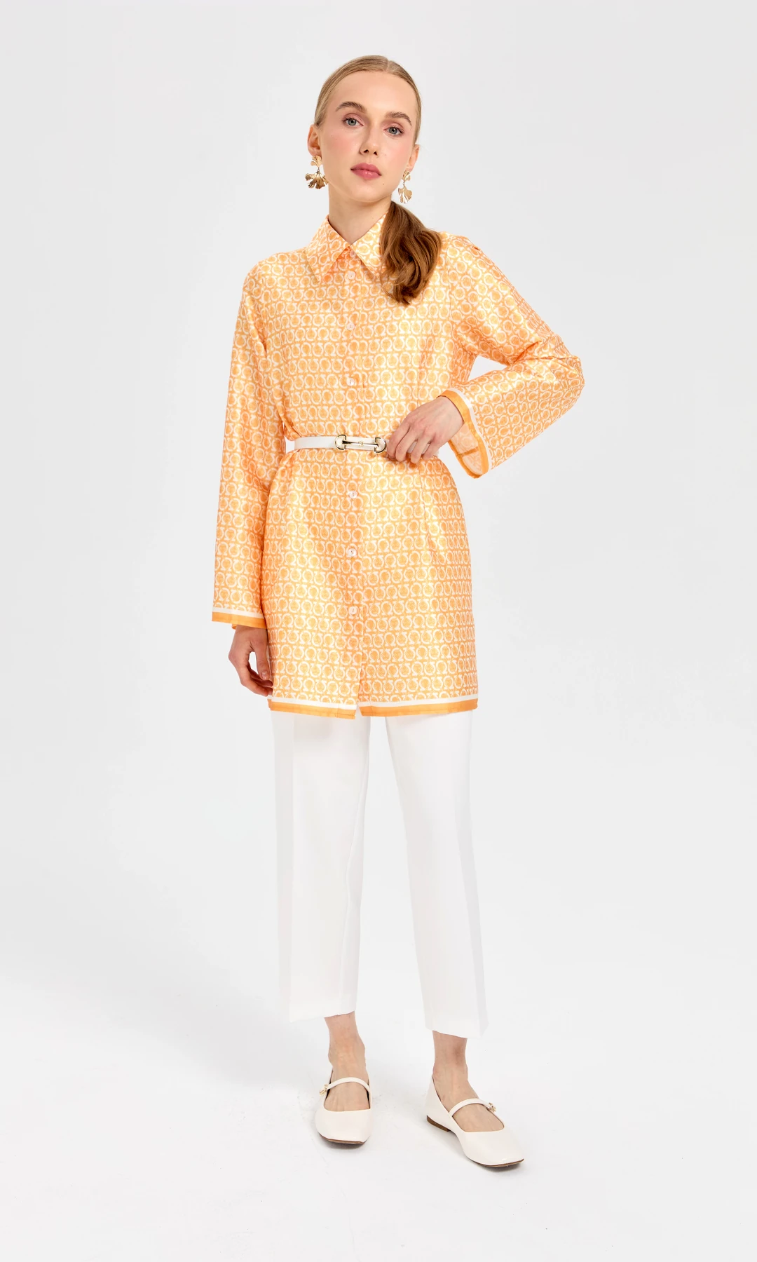 Roma Saten Gömlek Oranj