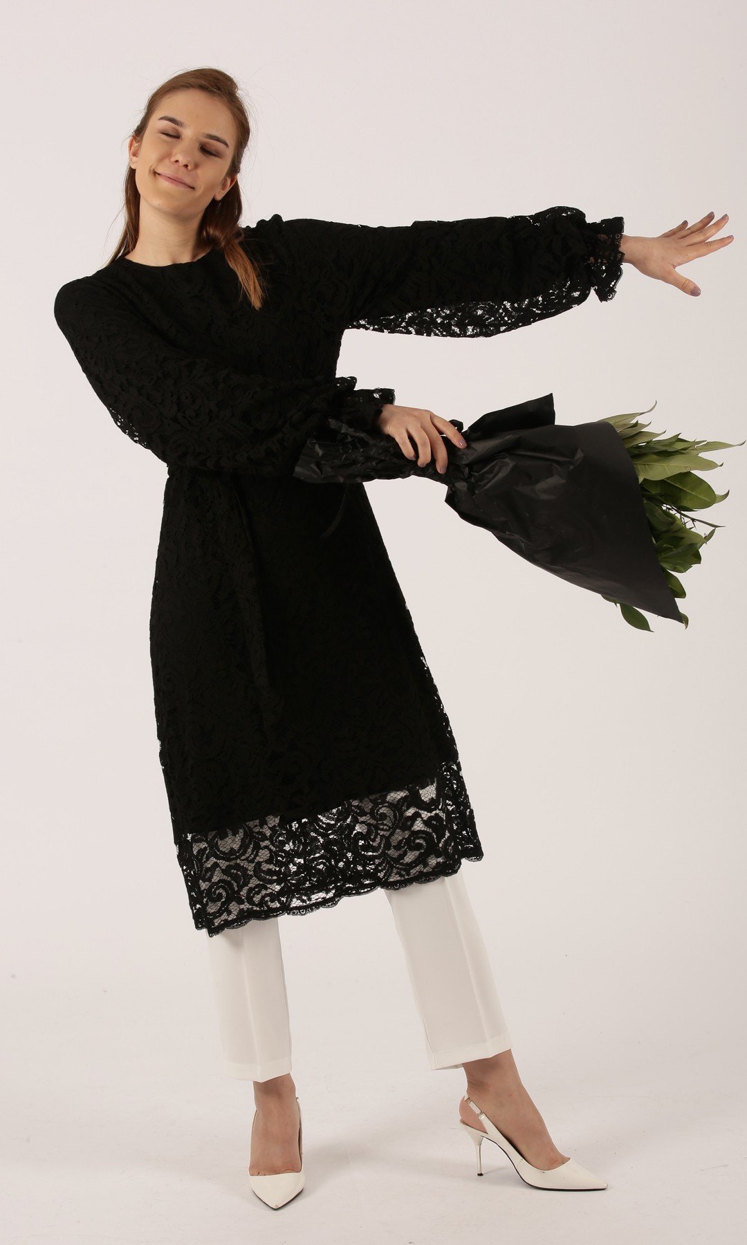 Dantel Tunik Siyah