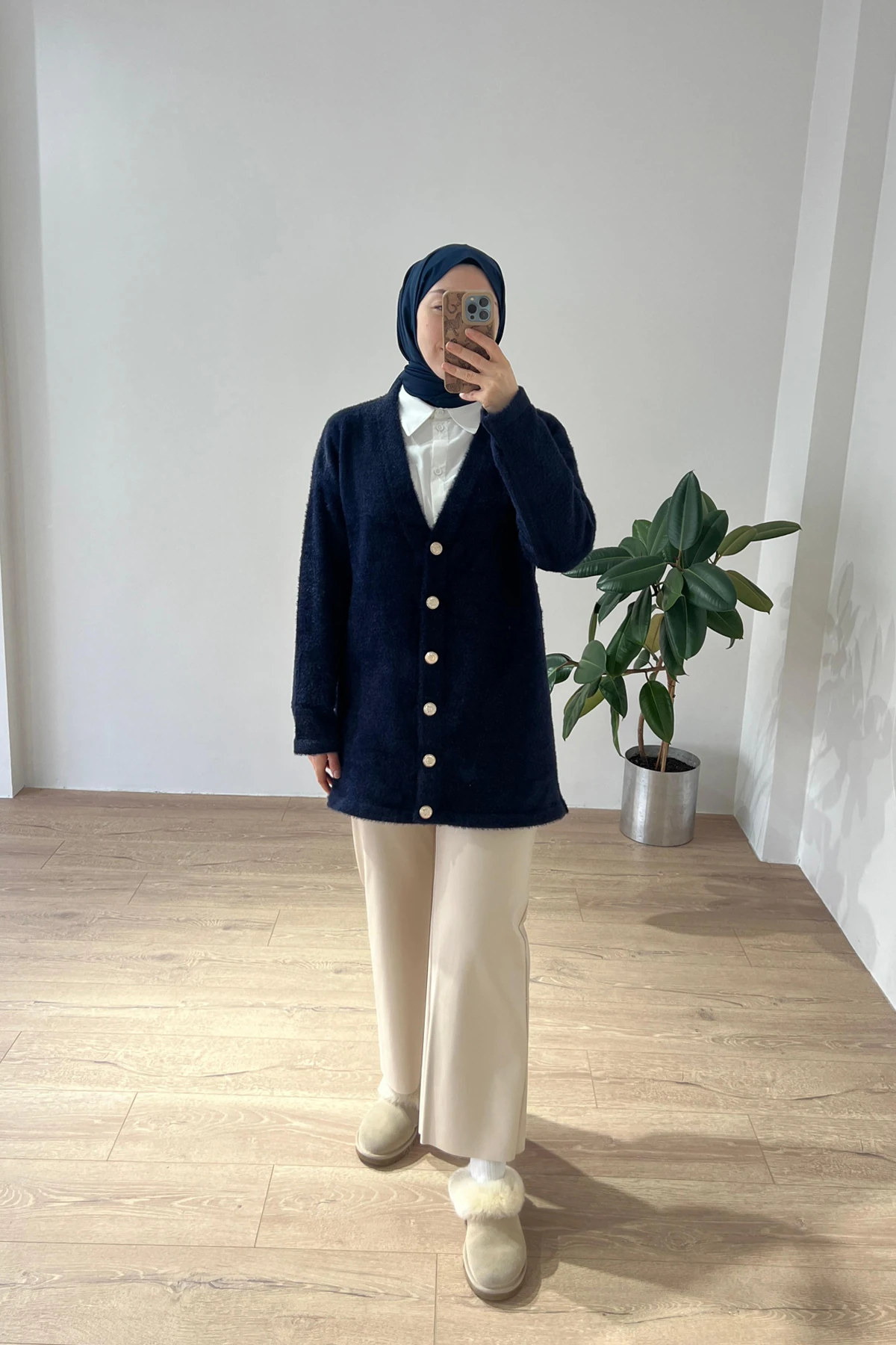 Angora Triko Hırka - Lacivert