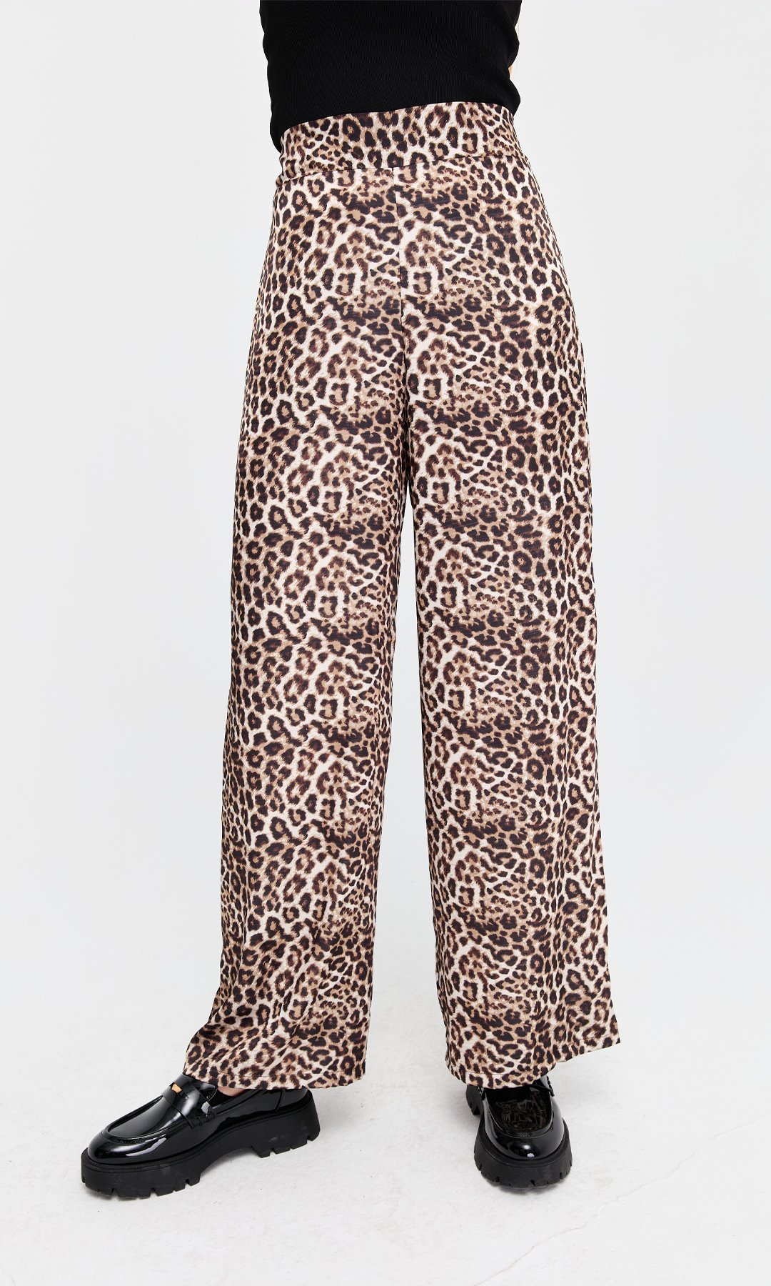 Leopar Desen Saten Pantolon