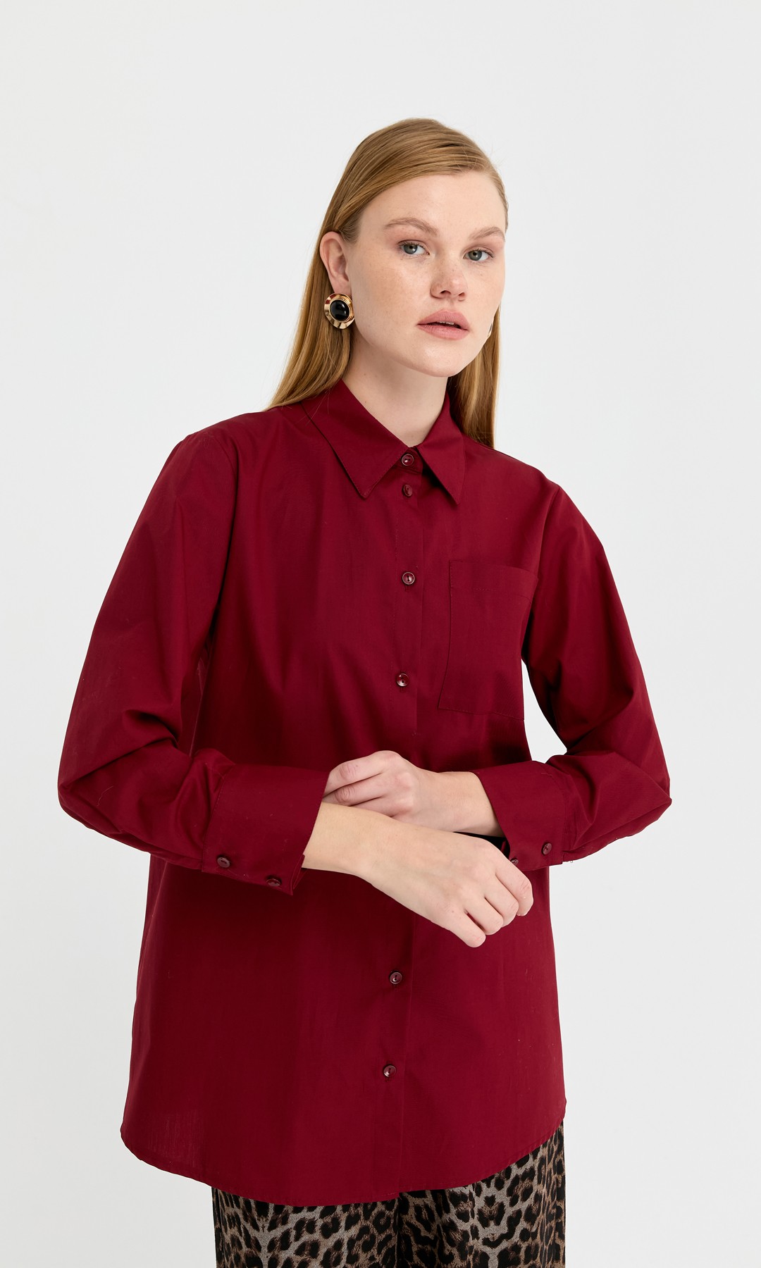 Basic Gömlek Bordo