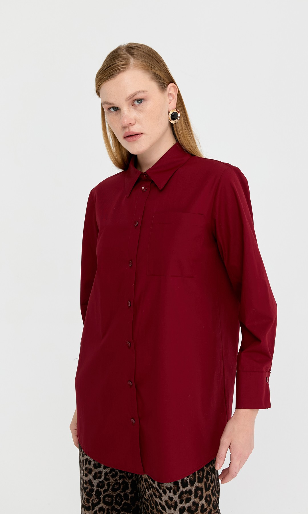 Basic Gömlek Bordo
