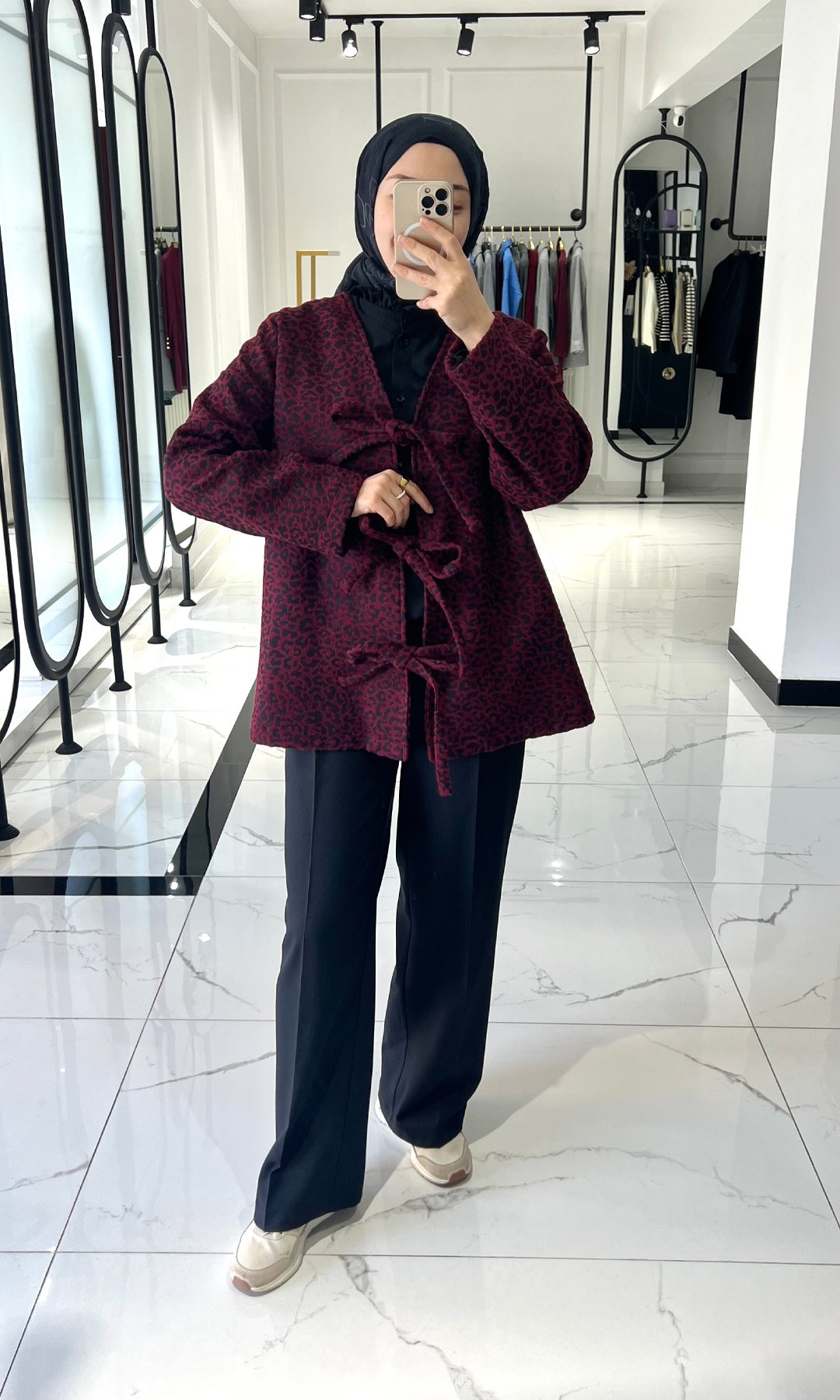 Bağcıklı Kaşe Ceket Bordo