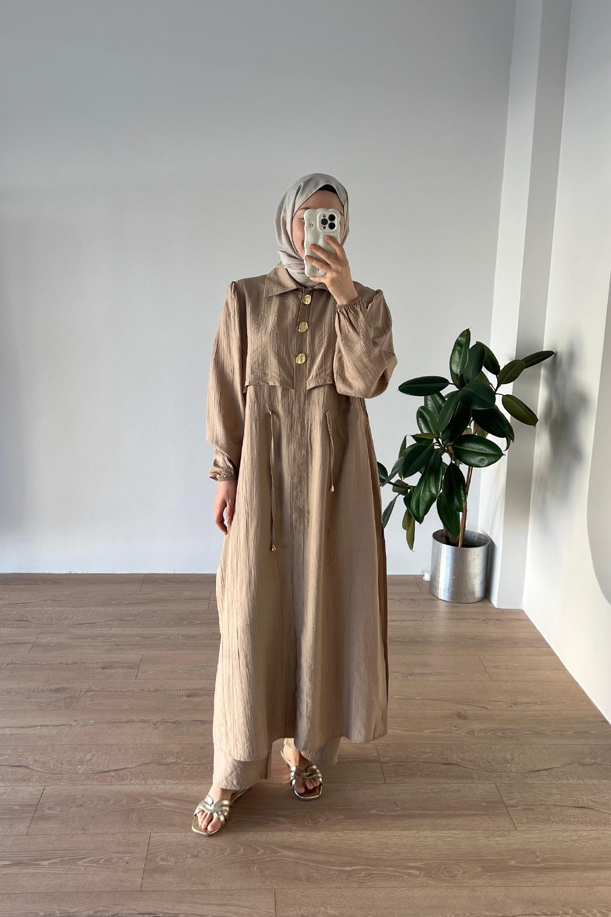 Natural Rüzgarlıklı Takım Vizon