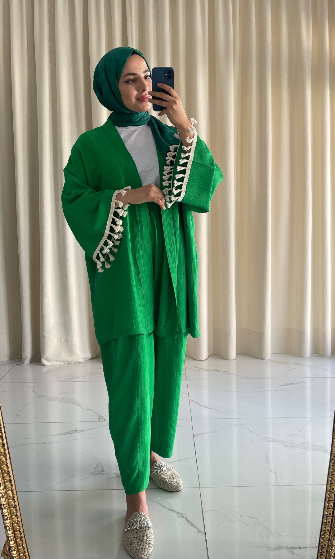 Summer Kimono Takım Yeşil