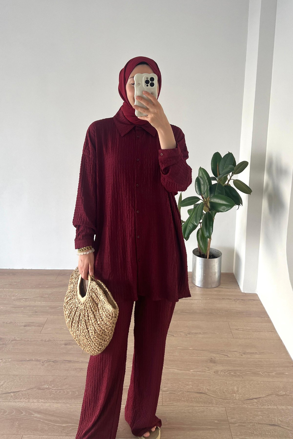 Gofreli Takım Bordo