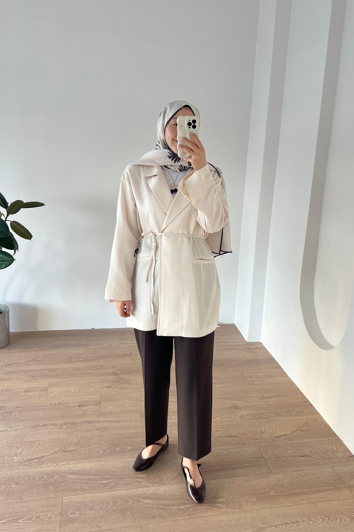 Bağcık Detaylı Rahat Ceket - Bej