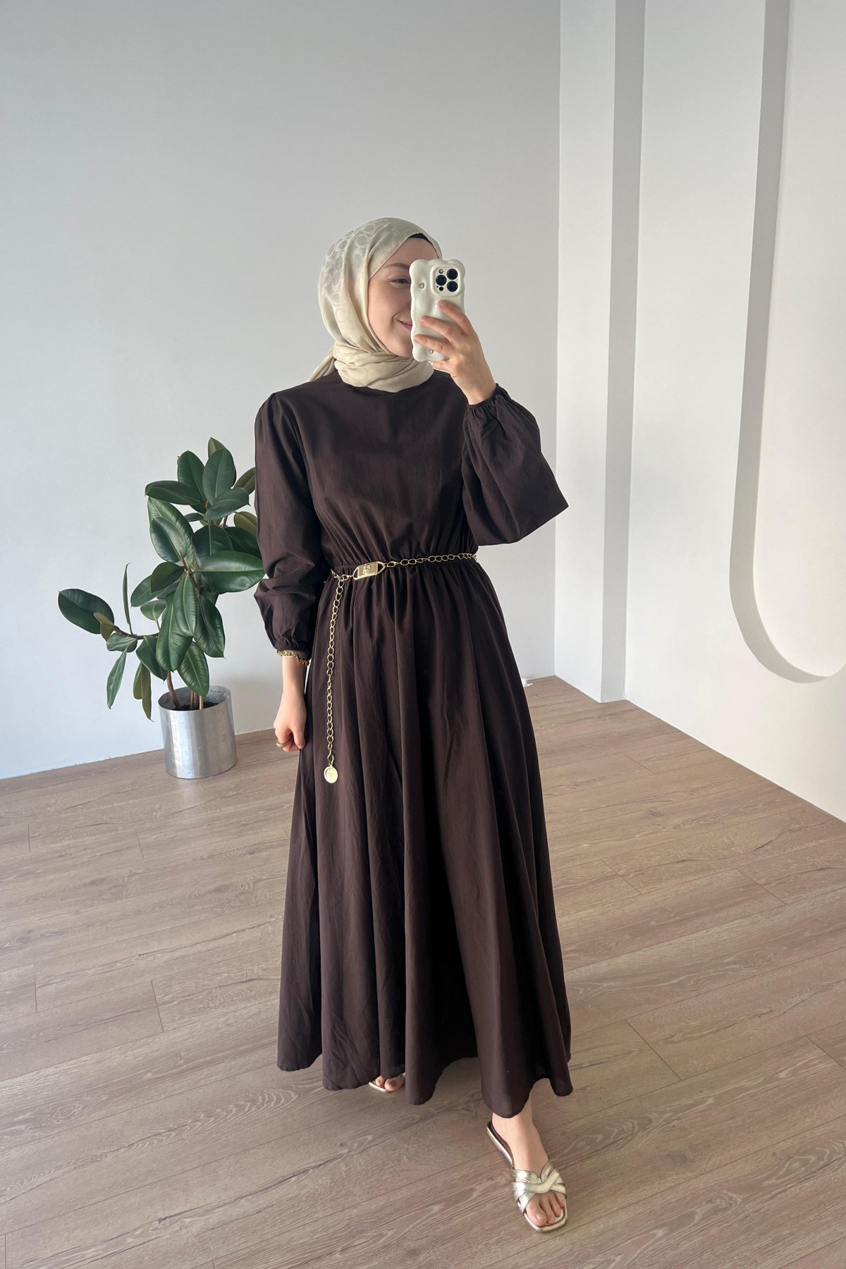 Basic Vual Elbise Acı Kahve