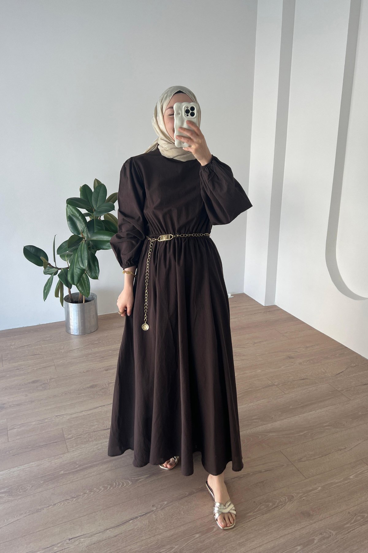 Basic Vual Elbise Acı Kahve