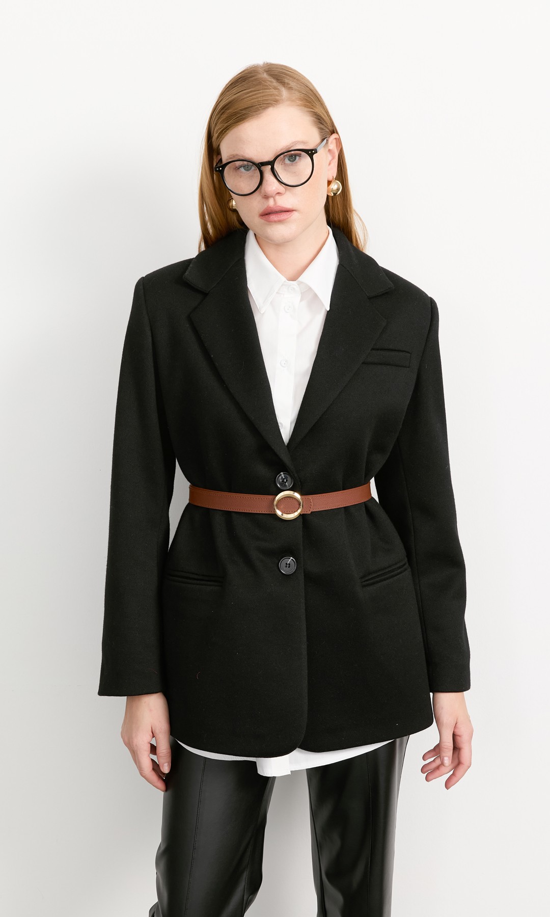 Kaşe Blazer Ceket Siyah