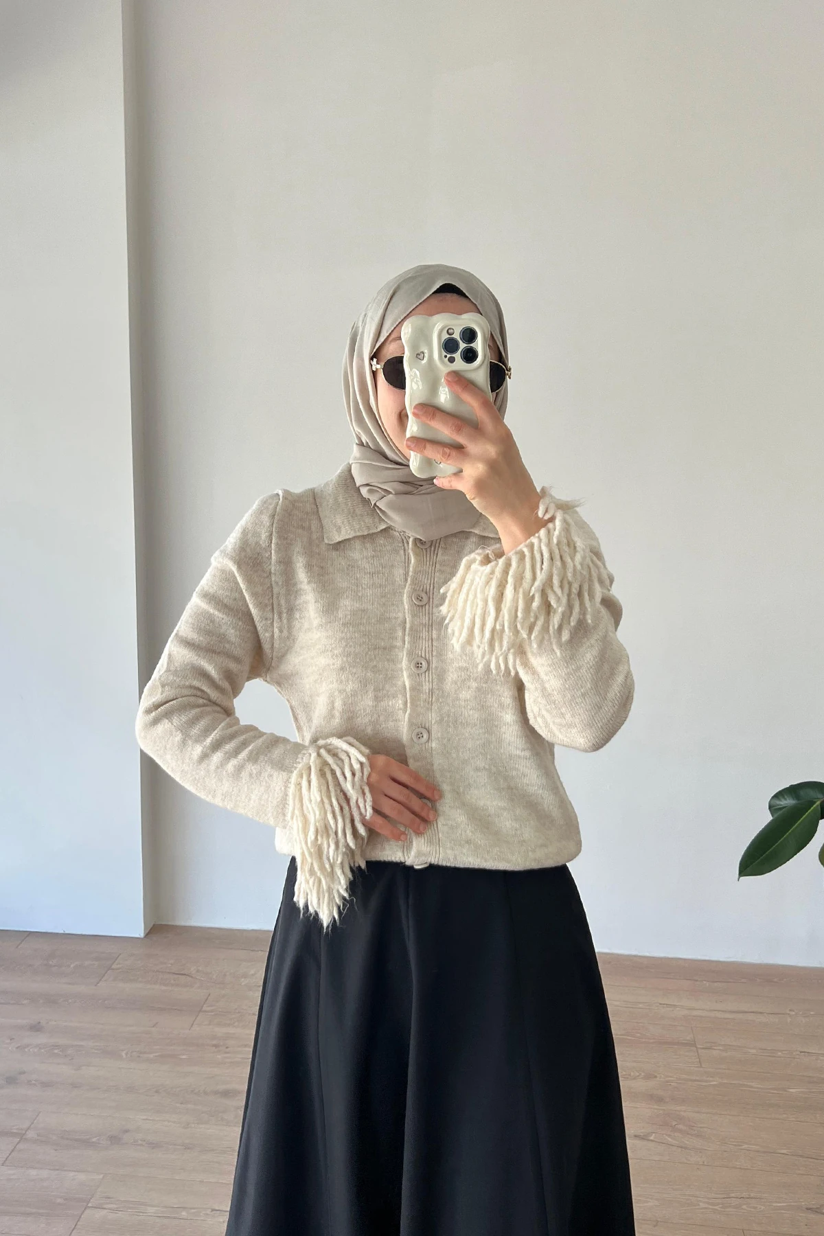 Saçak Detaylı Triko Kazak