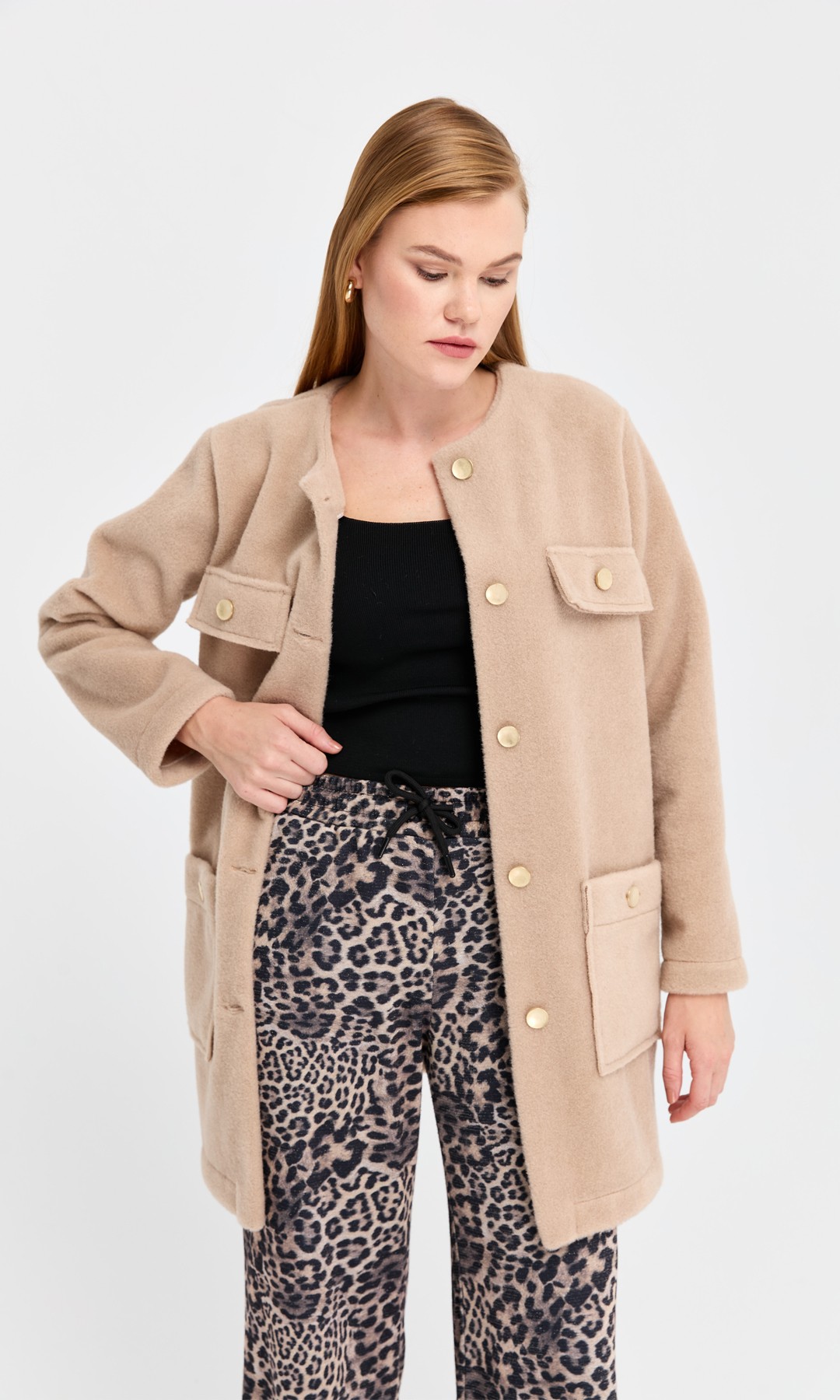 Leopar Desen Örme Pantolon