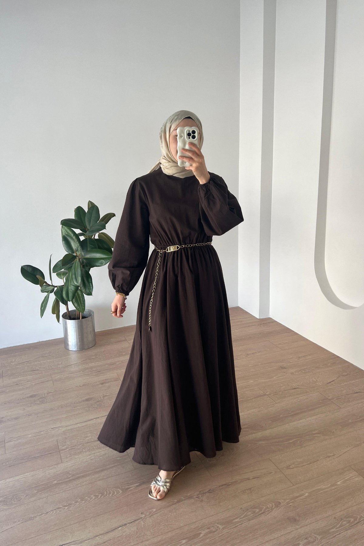 Basic Vual Elbise Acı Kahve
