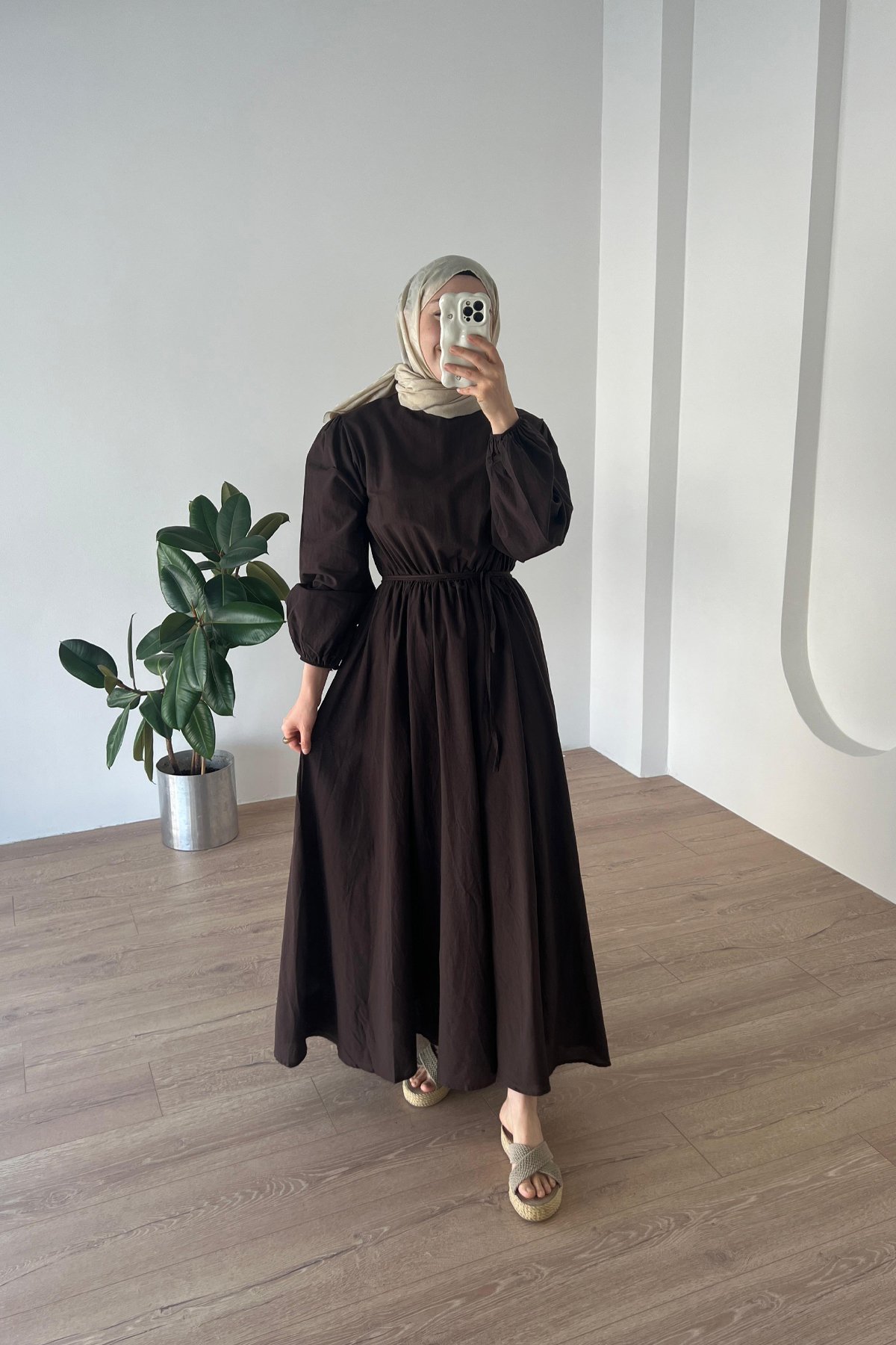 Basic Vual Elbise Acı Kahve