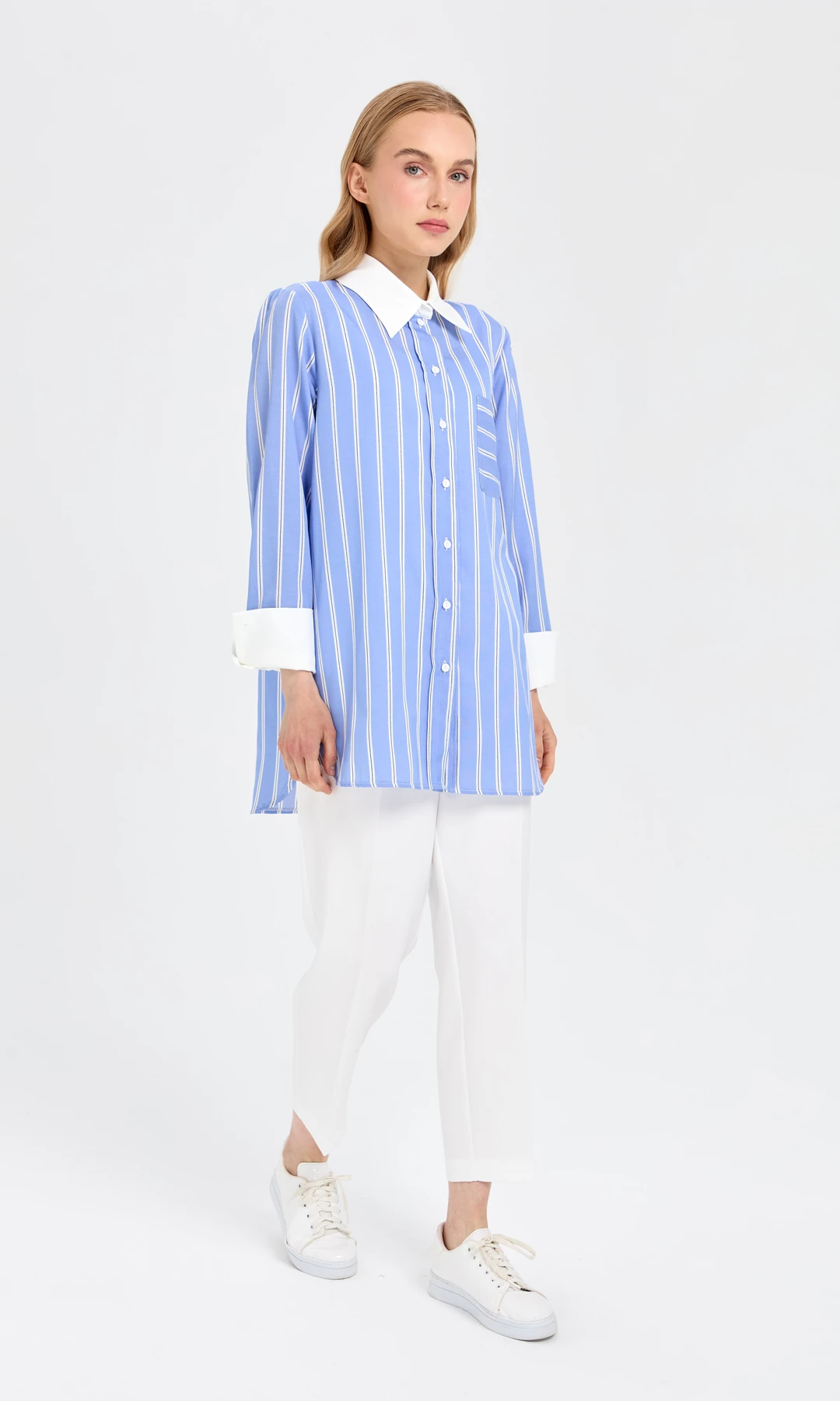 Merlin Garnili Gömlek Mavi