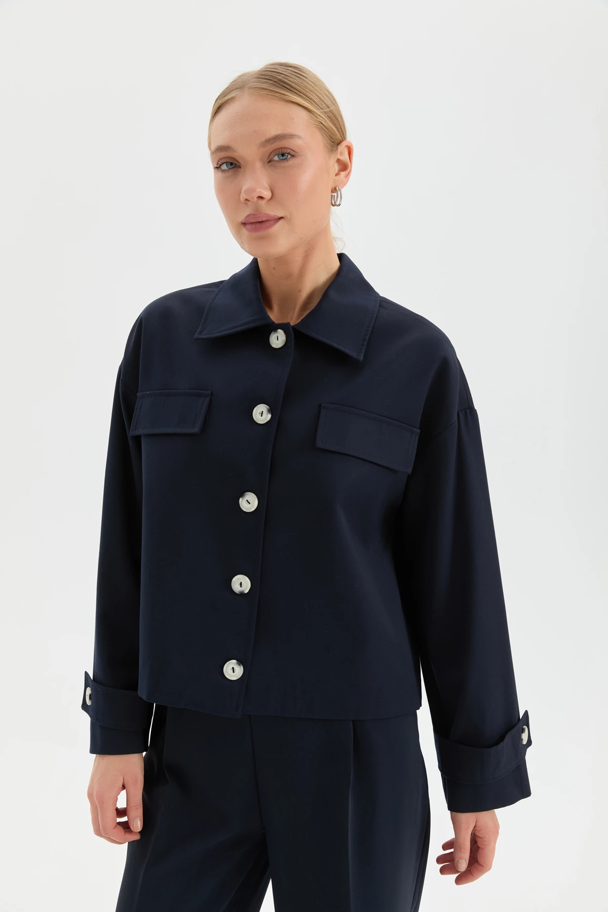 Önden Düğmeli Ceket - Lacivert