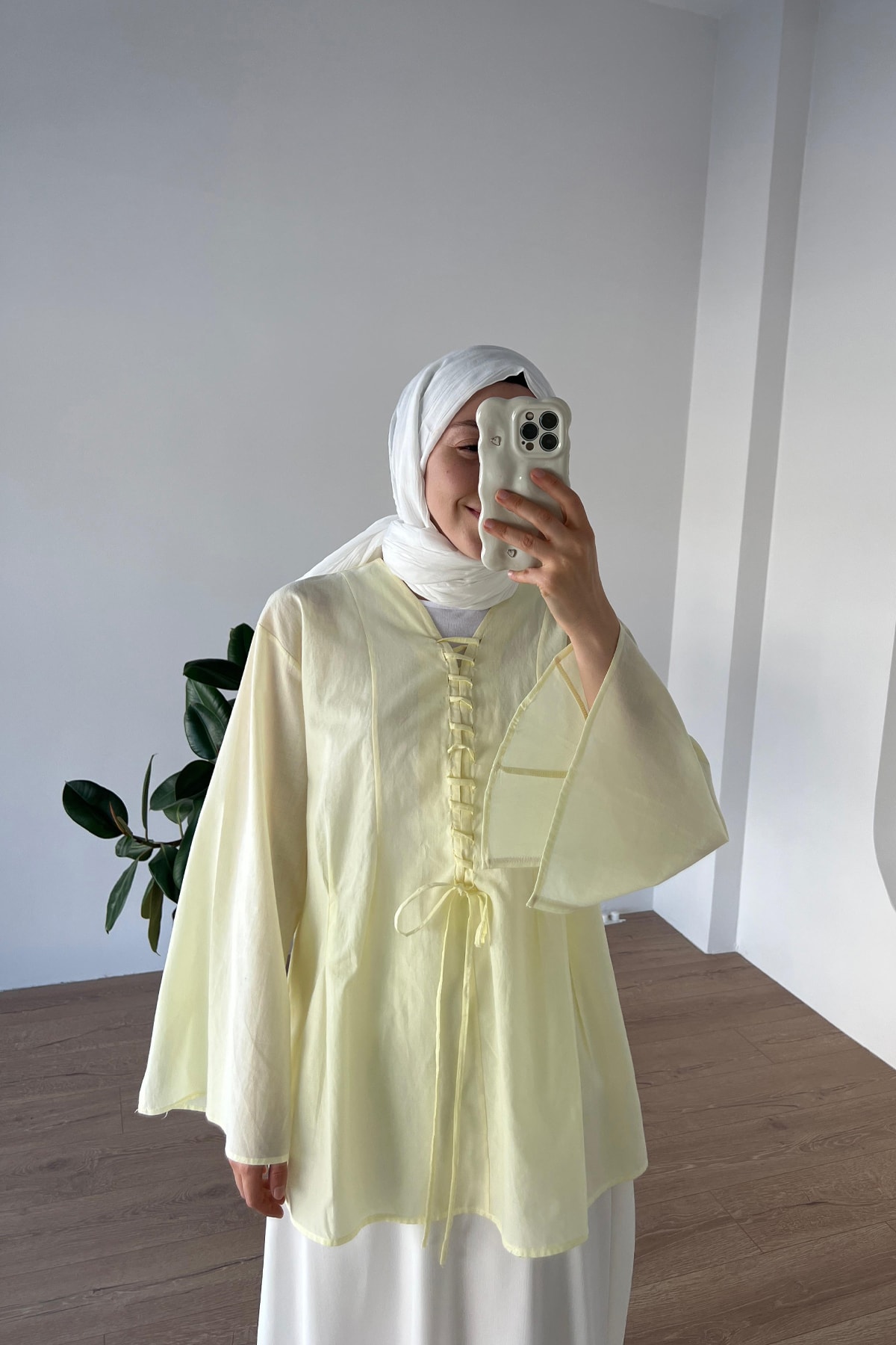 İp Bağcıklı Vual Gömlek Sarı