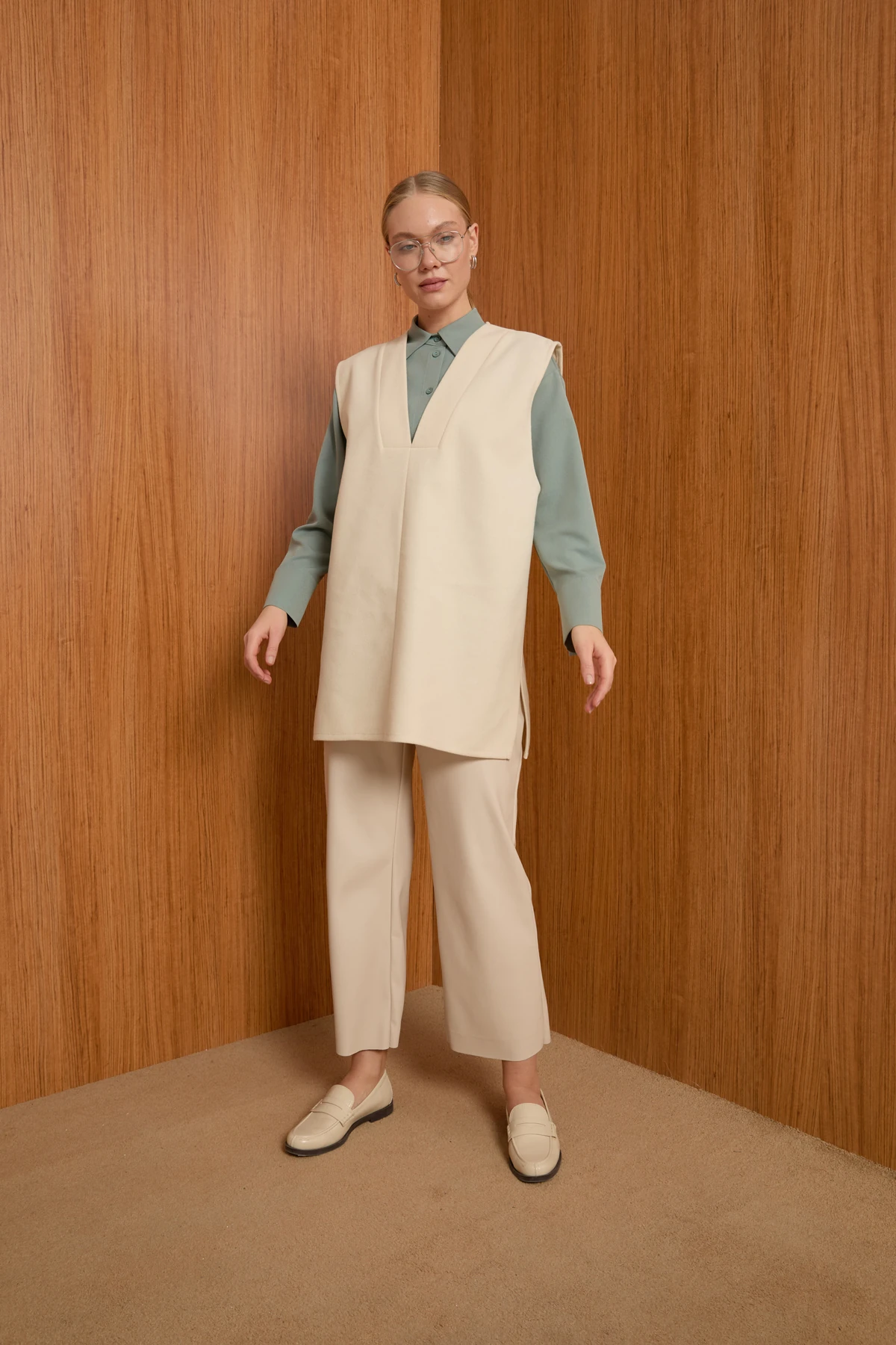 V Yaka Kaşe Süveter