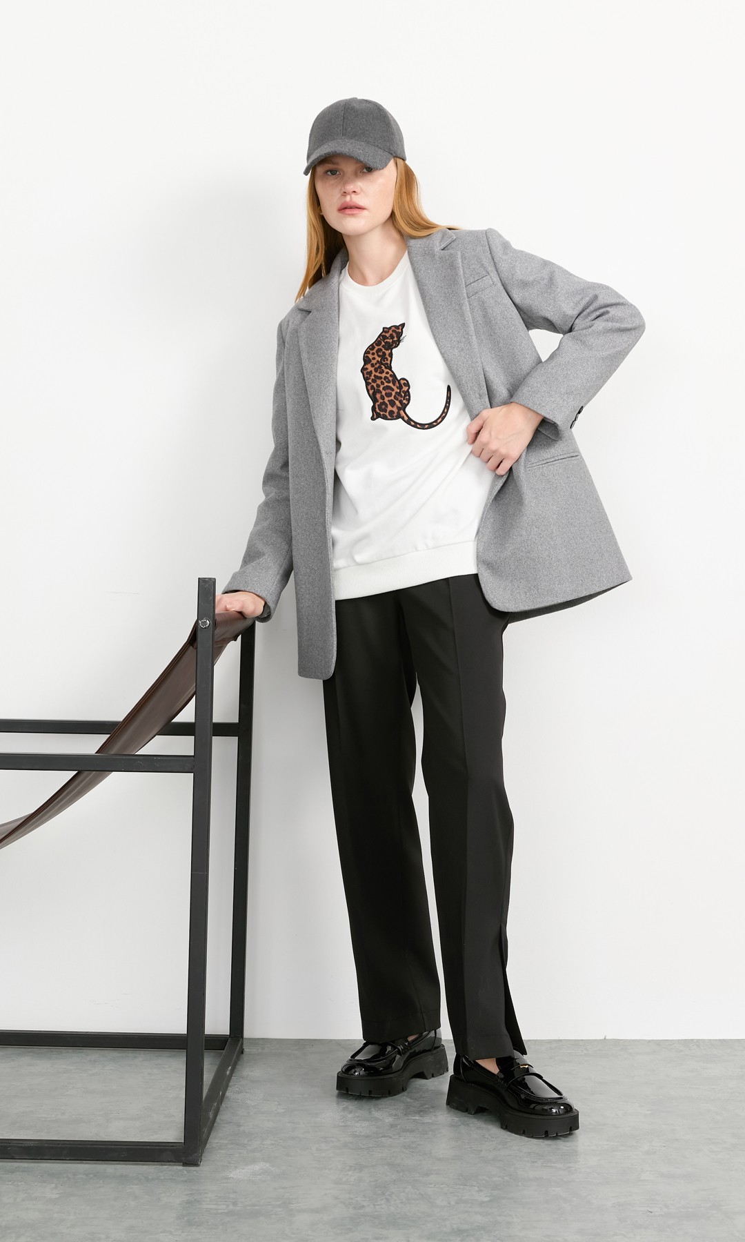 Kaşe Blazer Ceket Gri