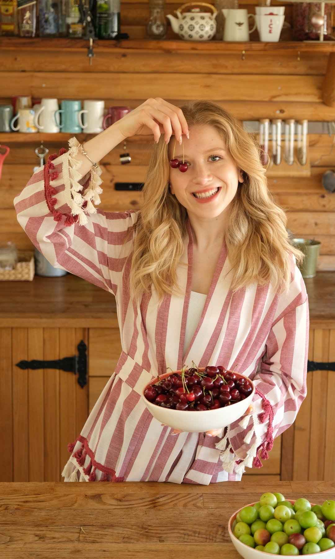 Morocco Keten Kimono Bordo