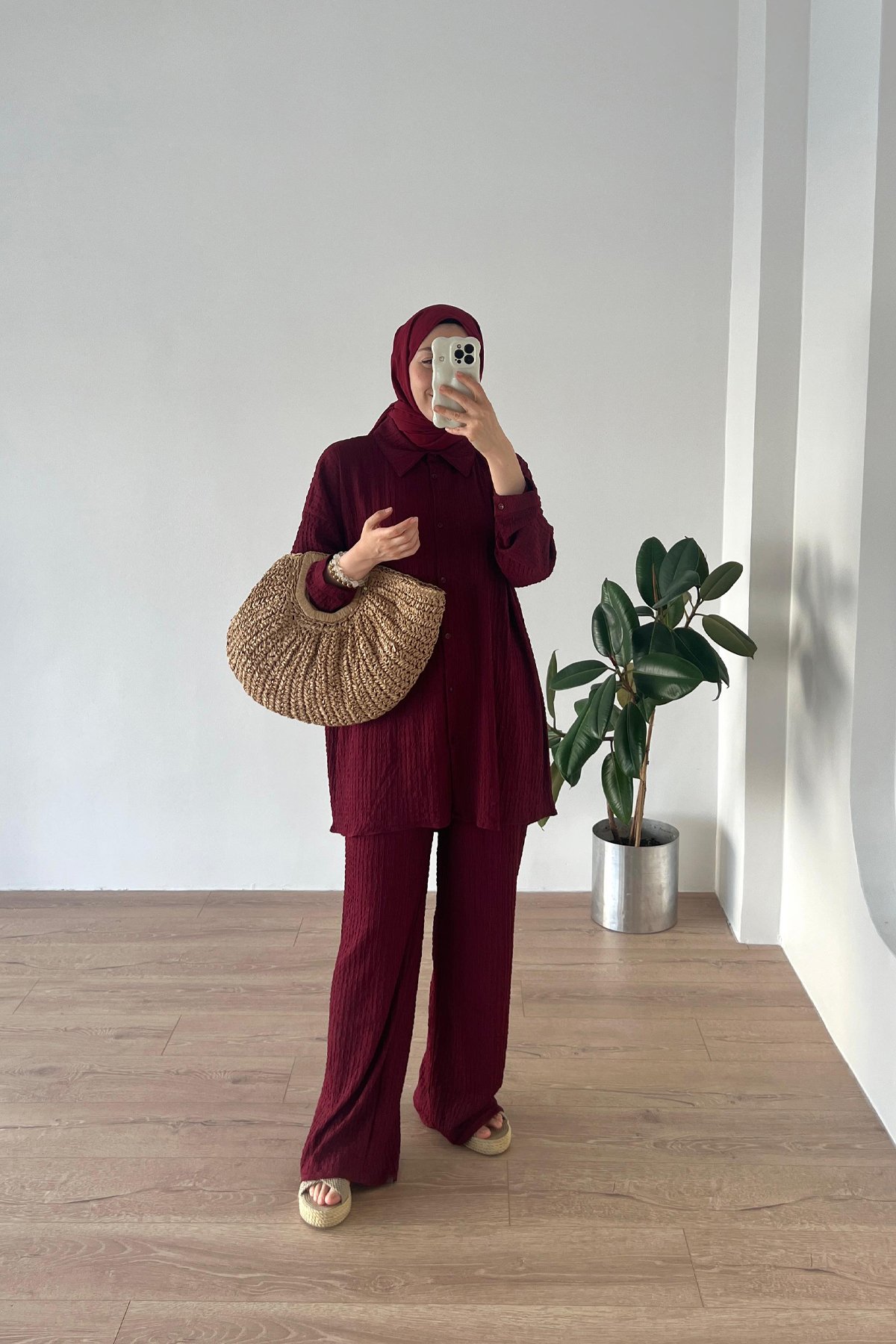 Gofreli Takım Bordo