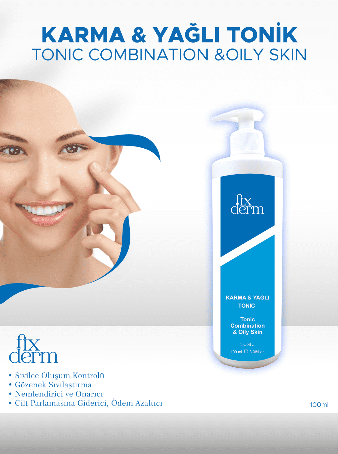 Fixderm Sıvı Nemlendirici Tonik Karma Yağlı  100 Ml