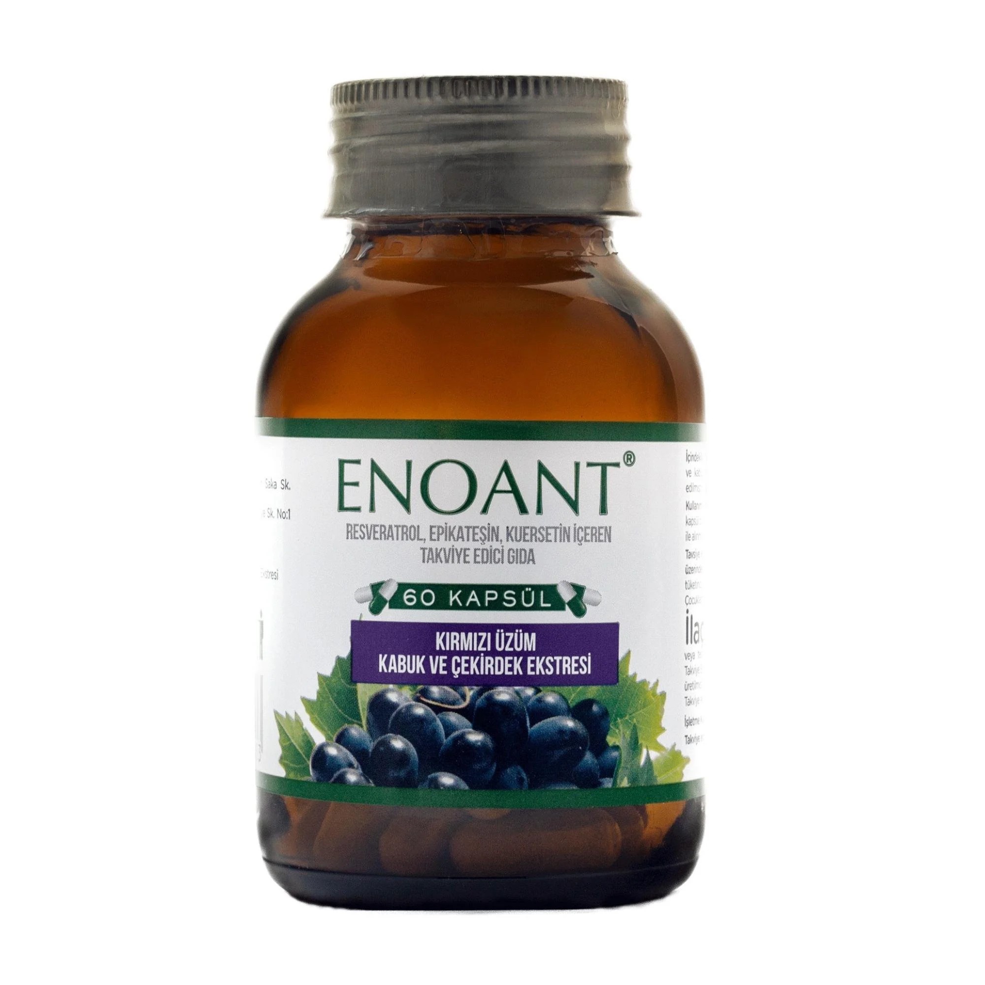 Enoant 60 Kapsül Resveratrol, Kuersetin, Epikateşin İçeren Takviye Edici Gıda