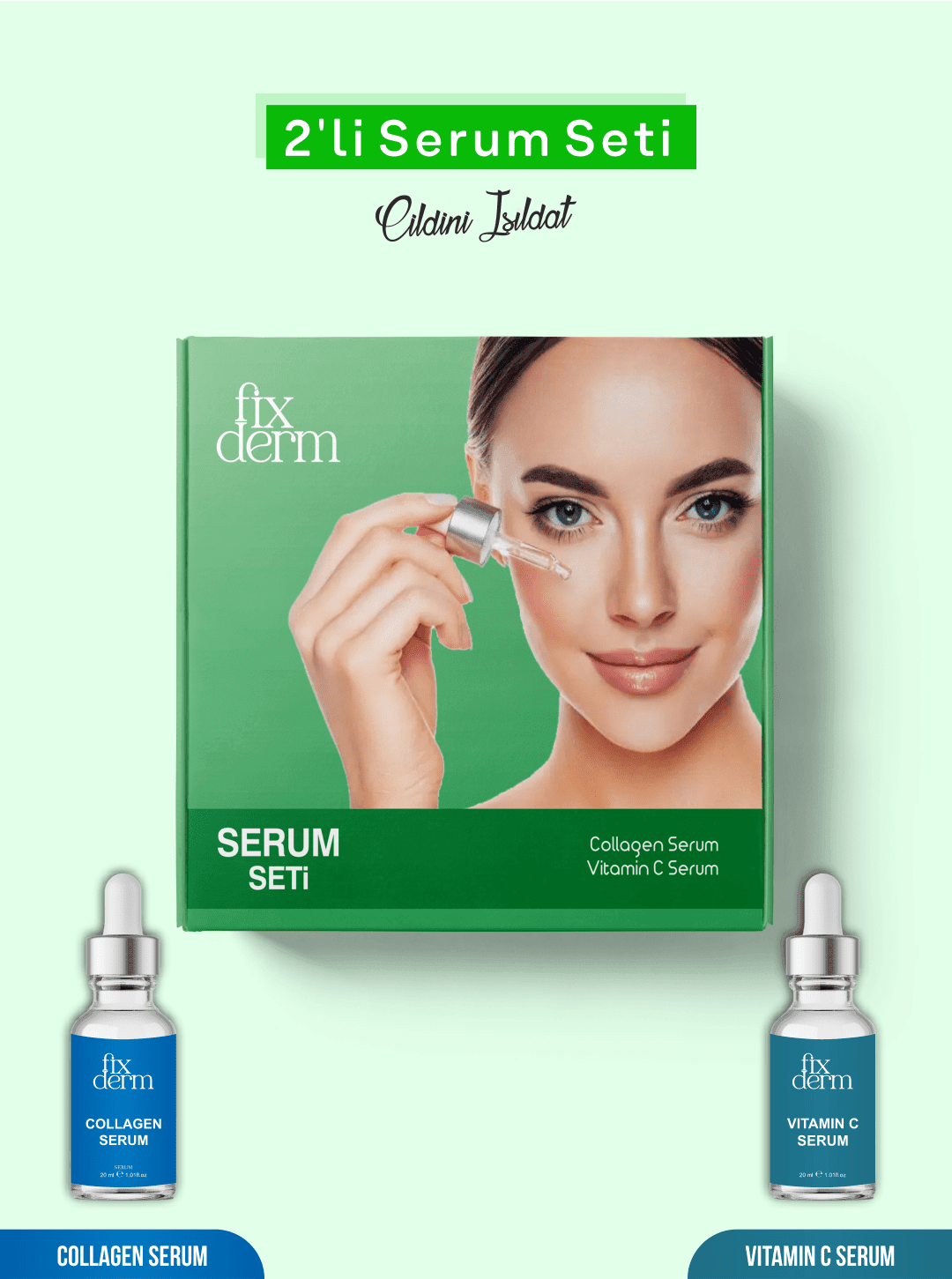 Fixderm Cildini Işıldat Serum Seti Collagen Serum & C Vitamin Serum Seti