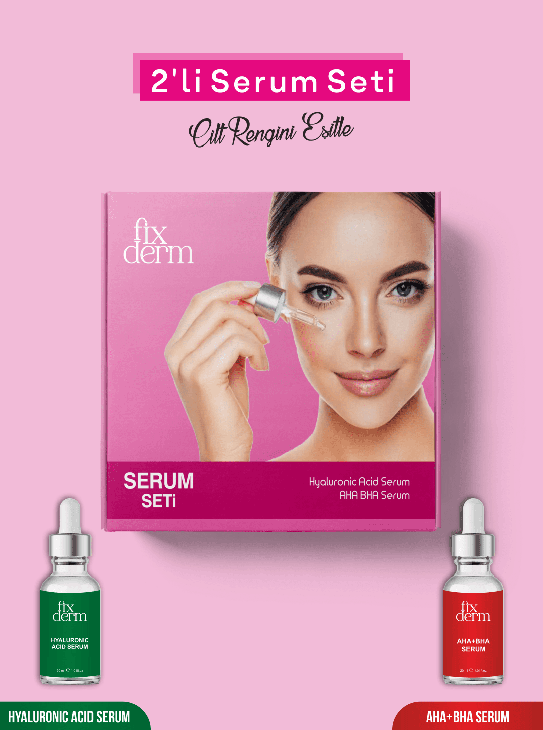 Fixderm Cilt Canlandırma Seti  Aha Bha Serum & Hyaluronic Acid Serum Seti