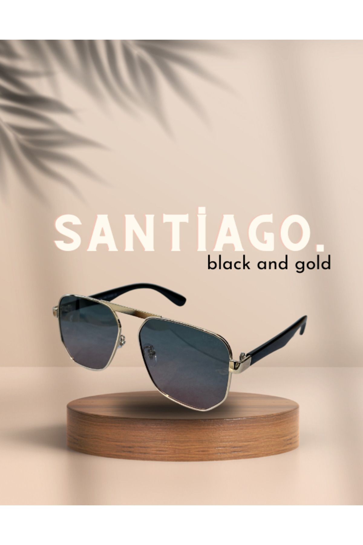 Santiago Black & Gold Unisex Polarize Güneş Gözlüğü