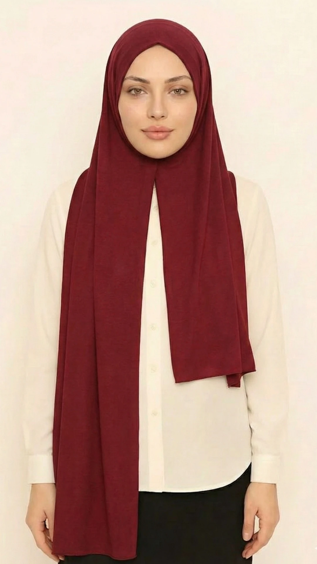 Hazır Pratik Penye  Şal  - Bordo