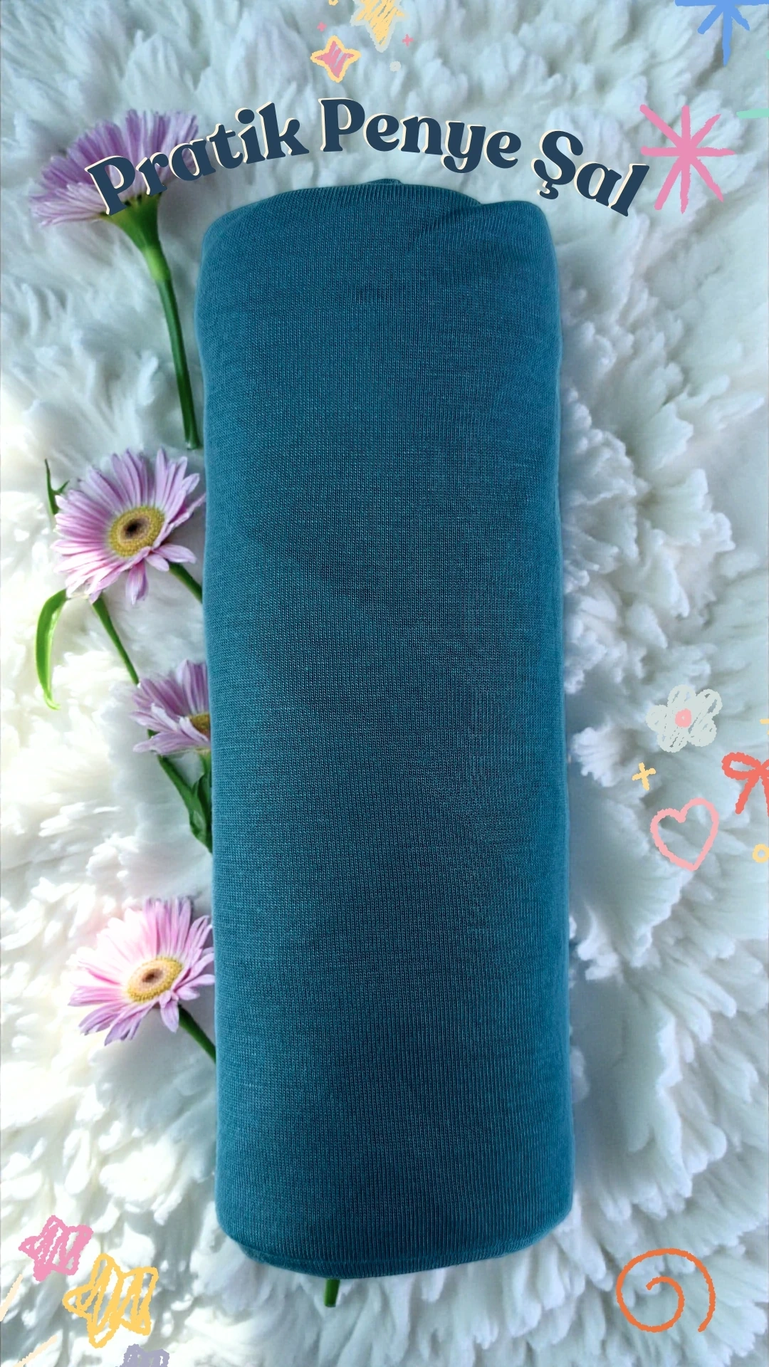 Hazır Pratik Penye  Şal  - İndigo Mavi