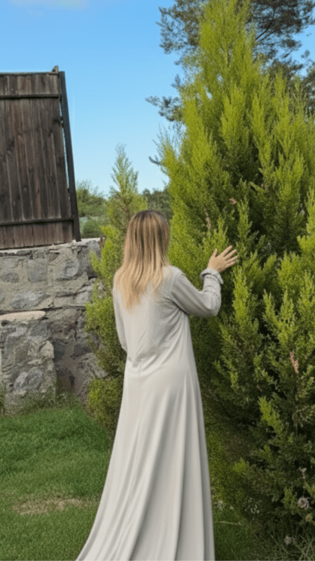 Prenses Fırfırlı Yandan Bağlamalı Namaz Elbisesi Bej renk