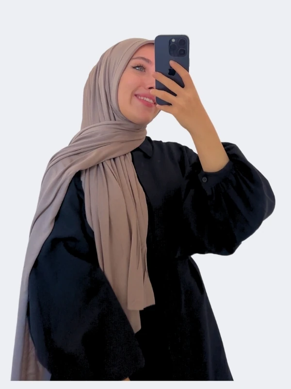 Hazır Pratik Penye  Şal  - Açık Kahve