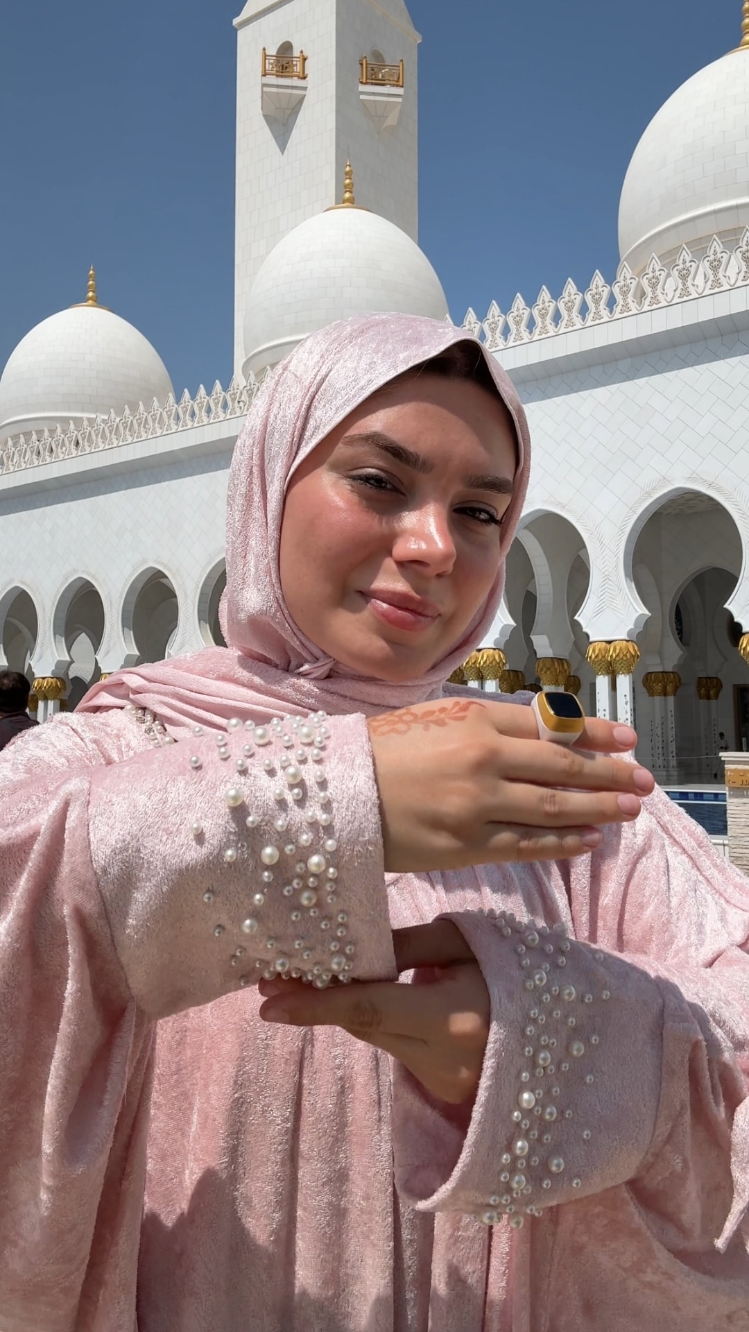 Mihrimah İnci Taşlı Namaz Elbisesi - Robalı - Pudra Pembesi