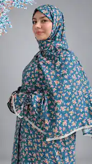 Gülbahar Fermuarlı Hazır Şallı %100 Pamuk Namaz Elbisesi - Mercan