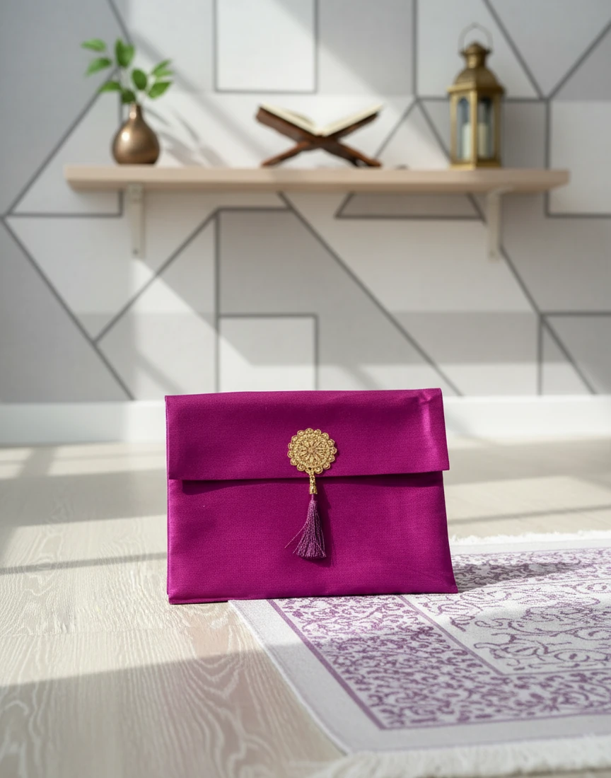  Umrelik Şık Zarf Cüzdanlı Seccade Seti - Mor