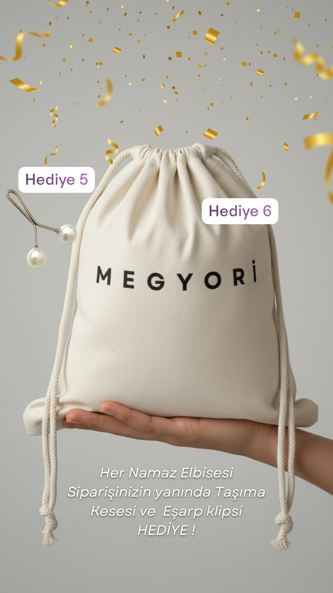 Mihrimah İnci Taşlı Yandan Bağlamalı 8 Parça Namaz Elbisesi Seti