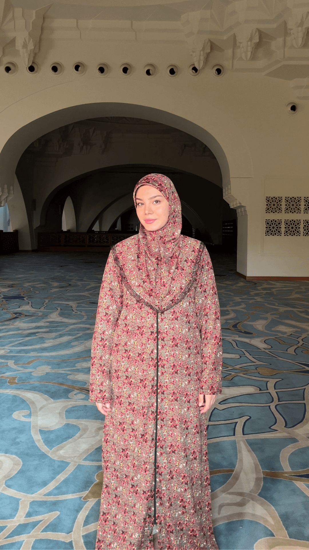 Hira Fermuarlı Hazır Şallı Helen Kumaş Namaz Elbisesi
