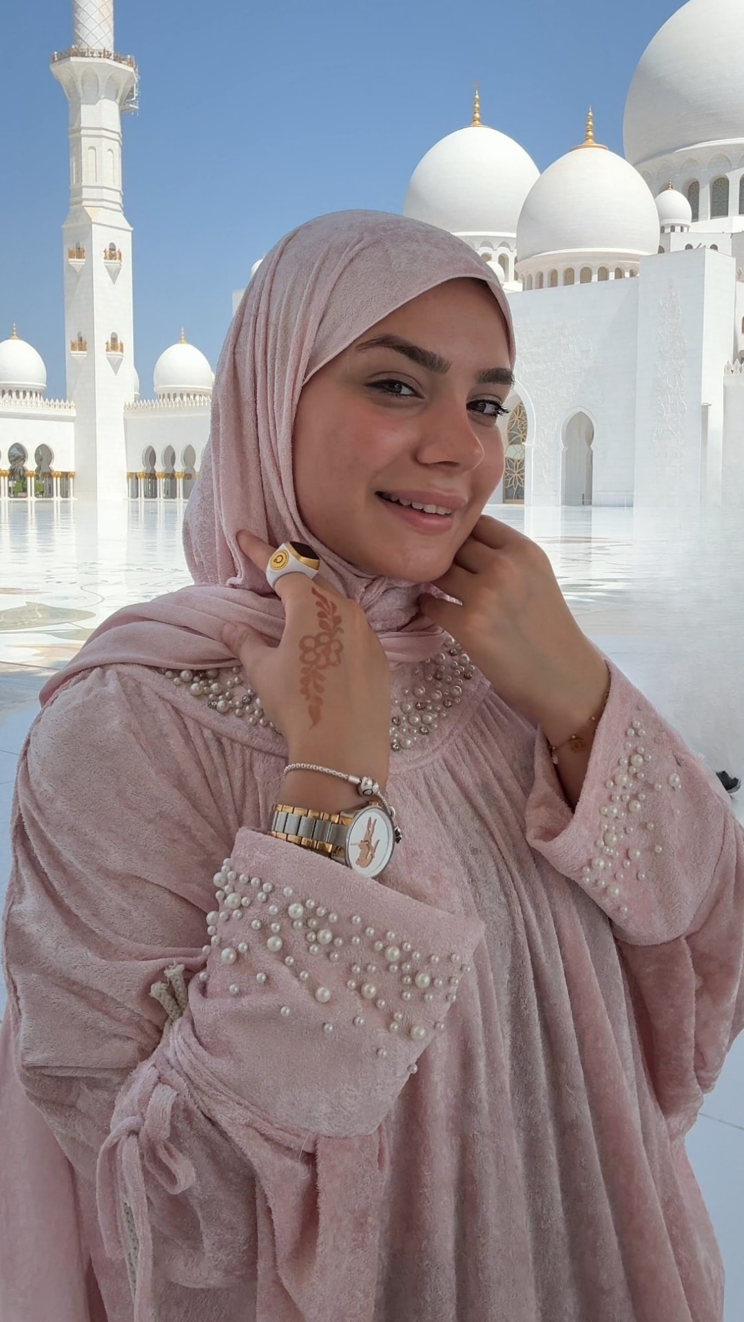 Mihrimah İnci Taşlı Namaz Elbisesi - Robalı - Pudra Pembesi