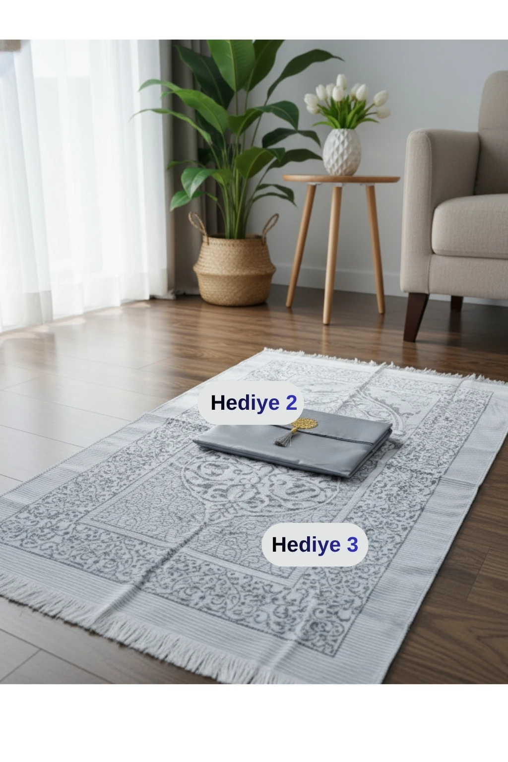 Mihrimah İnci Taşlı  Yandan Bağlamalı  8 Parça Namaz Elbisesi Seti